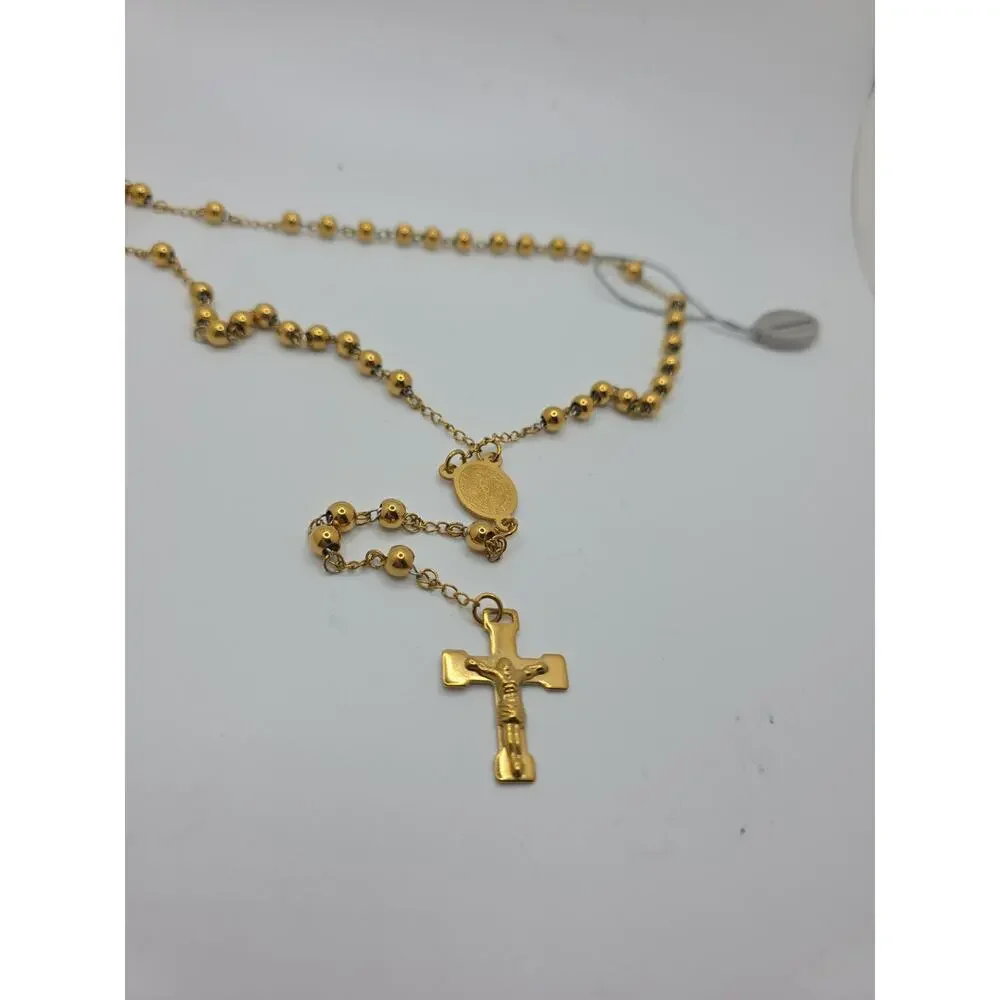 Steeltime Mens 18k Gold-Plated Gold Tone Rosary Chain